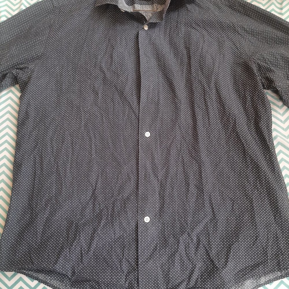SAKS FIFTH AVENUE - BLACK • 100% Linen Black Long Sleeve Button Up • Sz Medium M